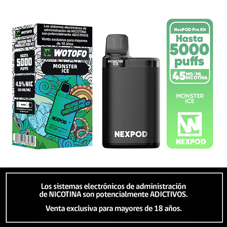 Vaporizador Wotofo Nexpod Kit 5000 Puffs (Bateria + Recarga) 2