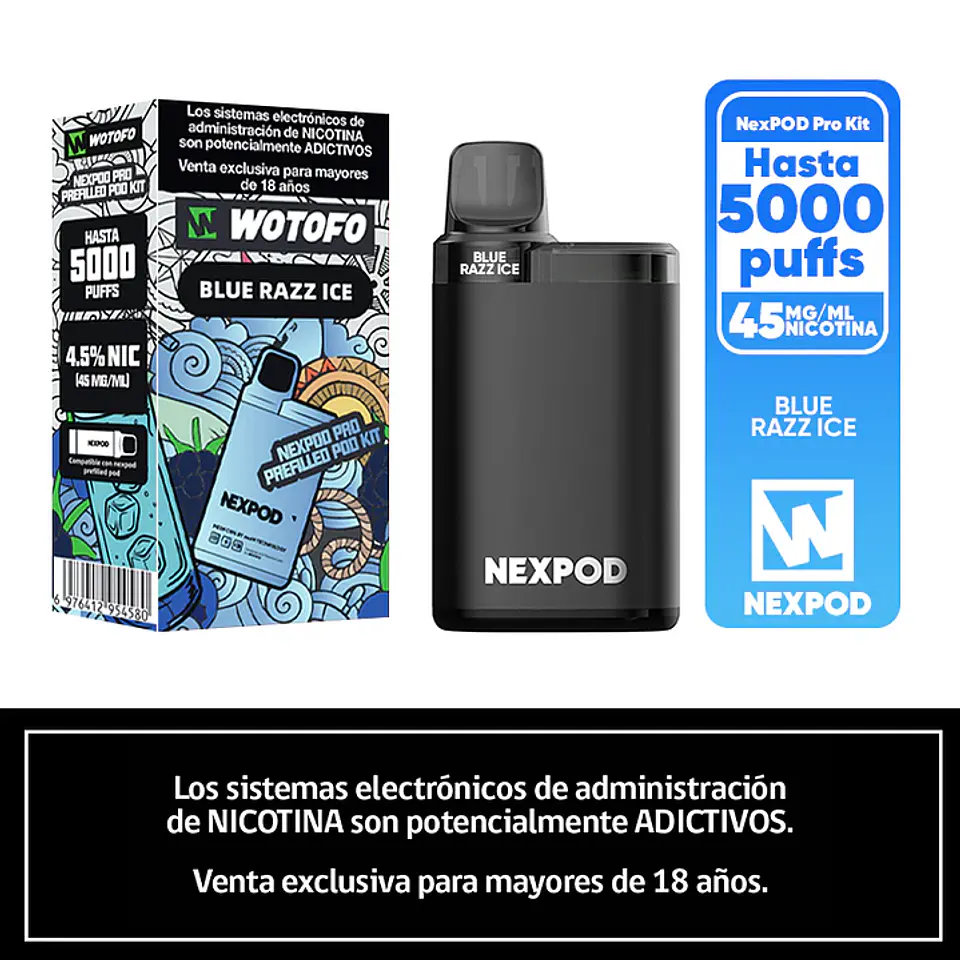 Vaporizador Wotofo Nexpod Kit 5000 Puffs (Bateria + Recarga) 3