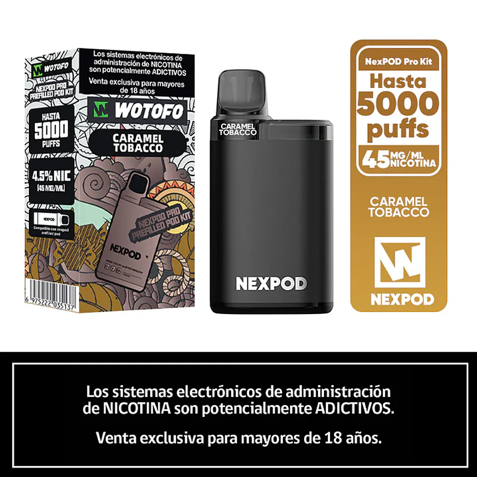 Vaporizador Wotofo Nexpod Kit 5000 Puffs (Bateria + Recarga) 4