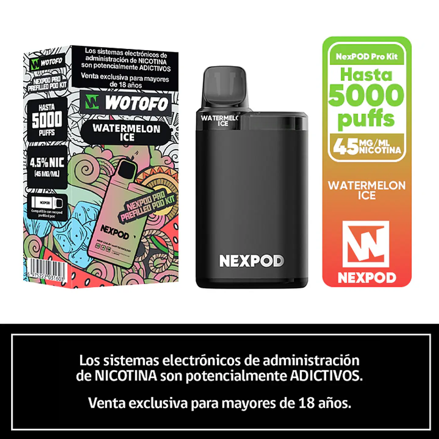 Vaporizador Wotofo Nexpod Kit 5000 Puffs (Bateria + Recarga) 6