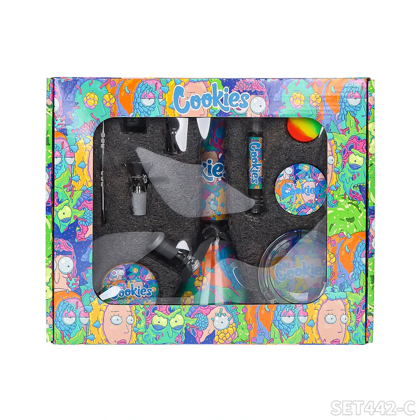 Kit para Fumar Cookies Full Set 9 Piezas– Bong + Grinder + Extras 9