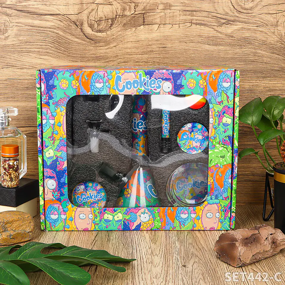 Kit para Fumar Cookies Full Set 9 Piezas– Bong + Grinder + Extras 12
