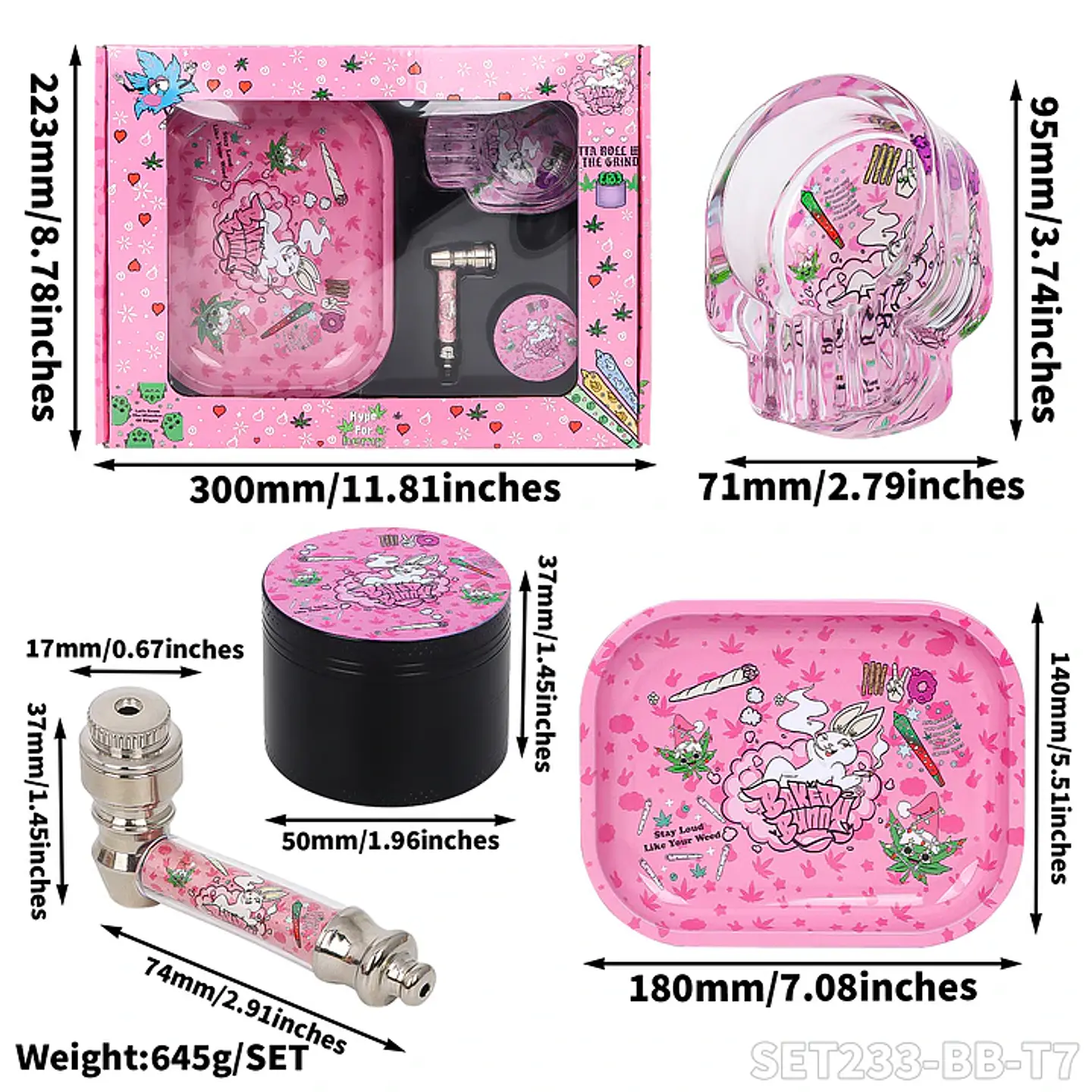 Smoking Set Baked Bunny - Kit Fumeta Pink 4 Piezas 3