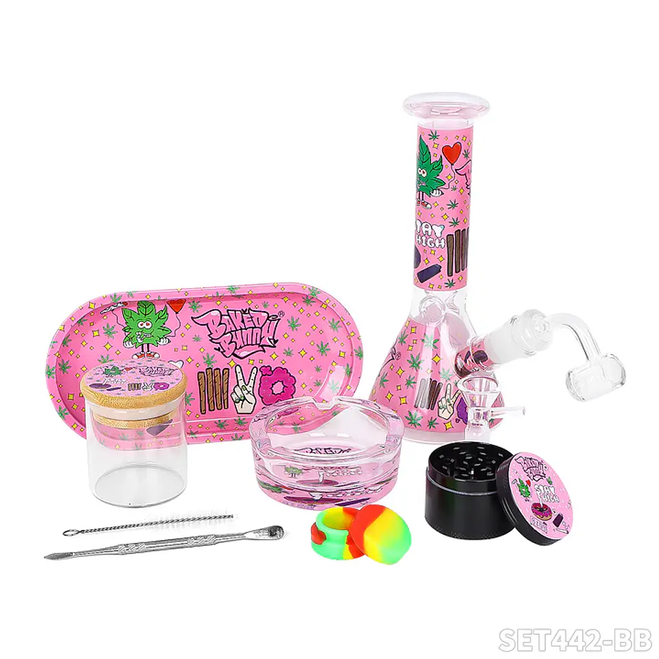 🐰🔥 Kit para Fumar Baked Bunny Full Set 9 Piezas– Bong + Grinder + Extras 3