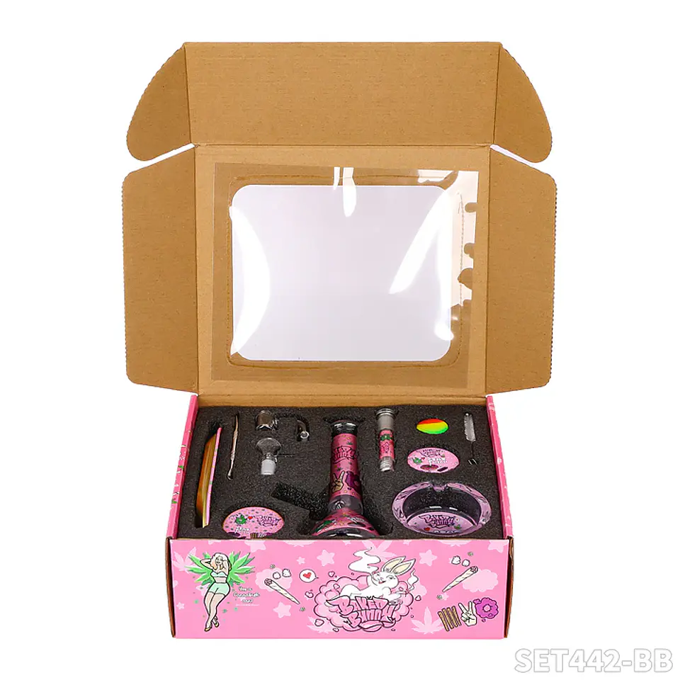 🐰🔥 Kit para Fumar Baked Bunny Full Set 9 Piezas– Bong + Grinder + Extras 5