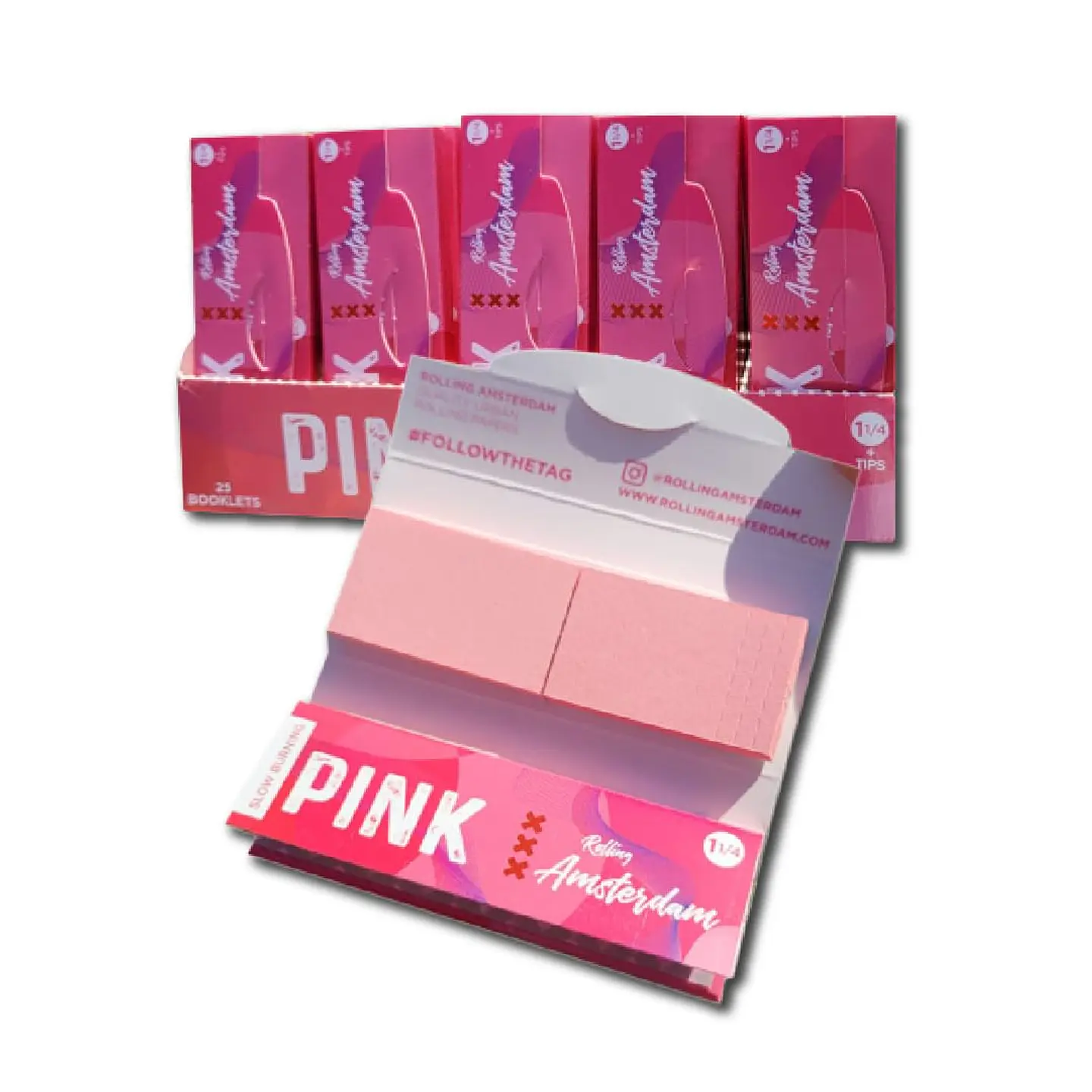 🌸🔥 Papelillo Amsterdam Pink 1 1/4 + Filtros Rosados 1