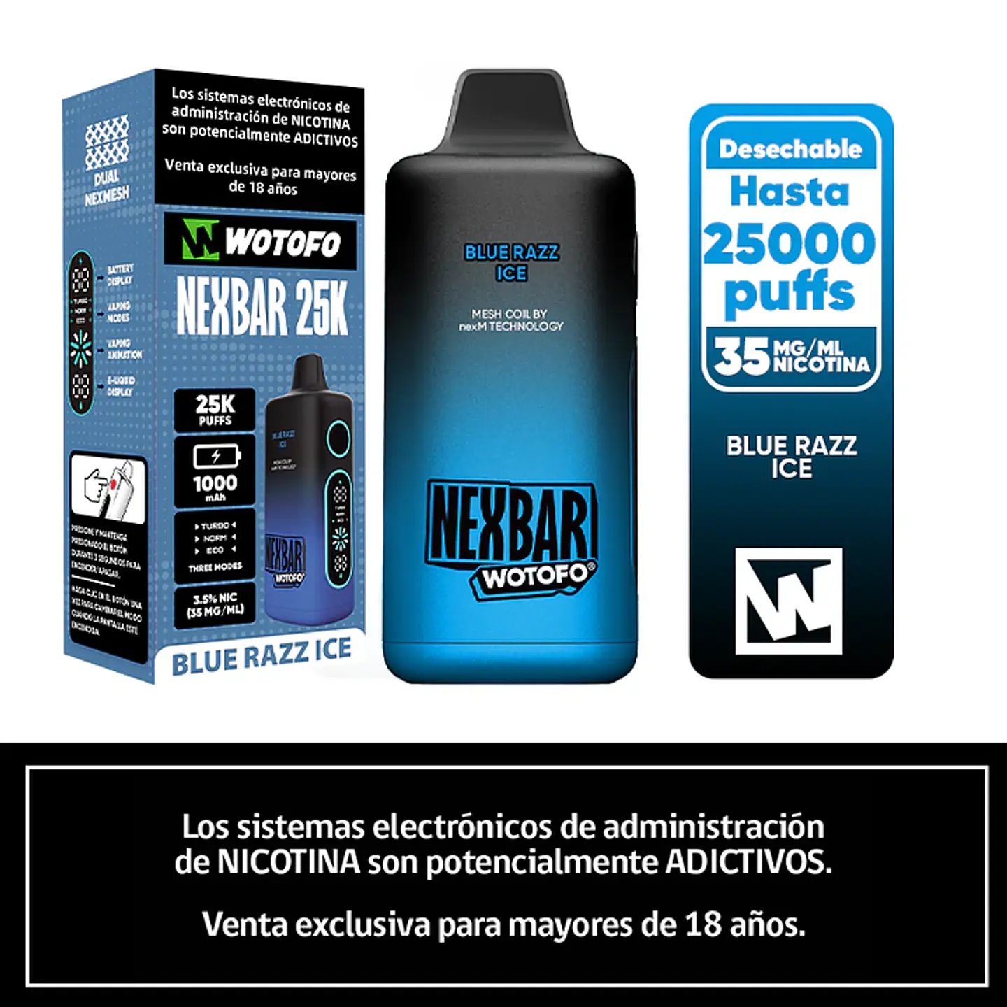 aporizador Desechable WOTOFO Nexbar 25.000 Puffs 💨 2