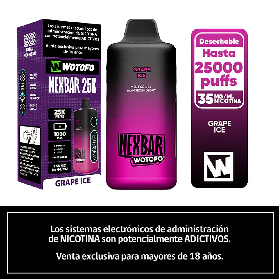 aporizador Desechable WOTOFO Nexbar 25.000 Puffs 💨 7