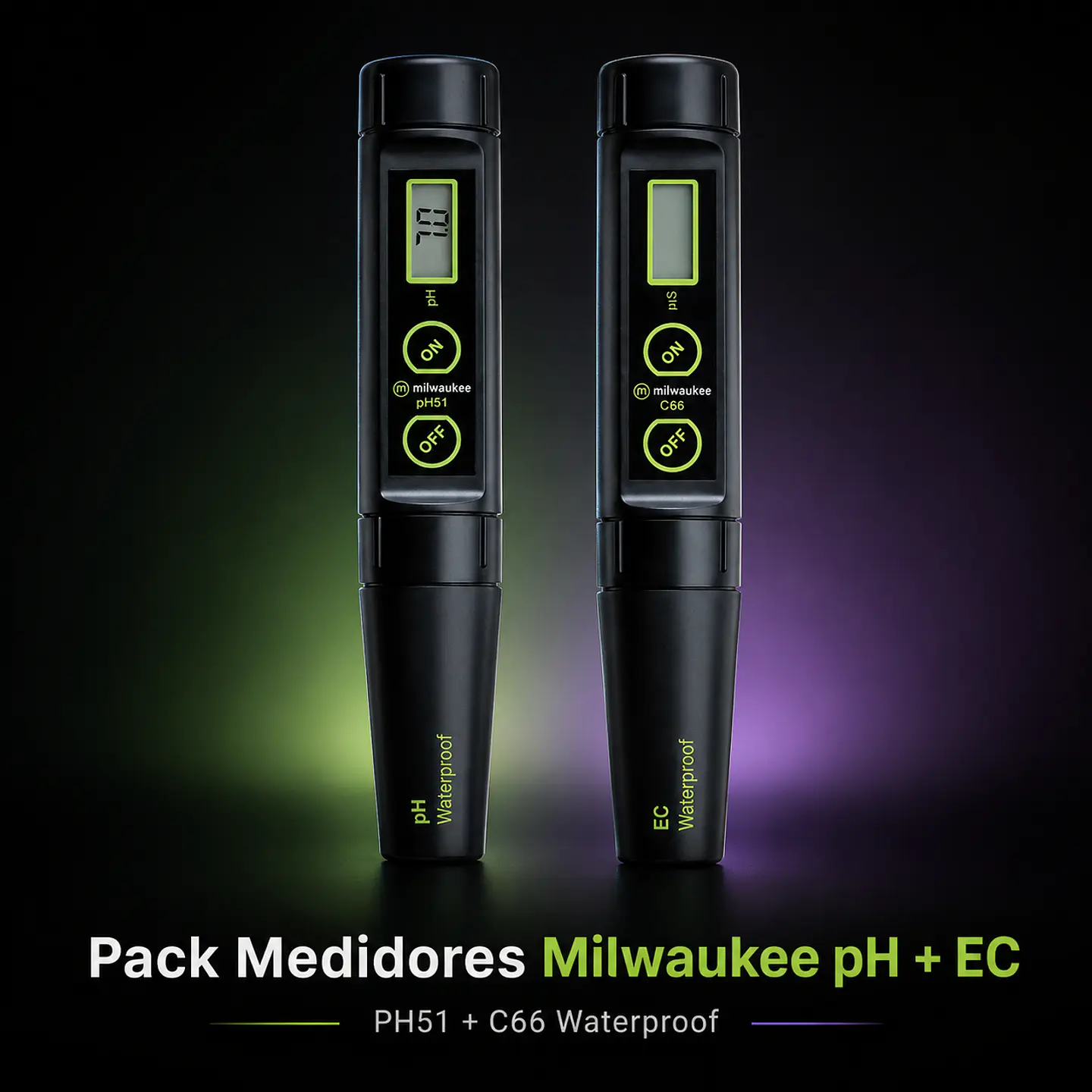 Pack Medidores Milwaukee pH + EC Waterproof – PH51 + C66  1