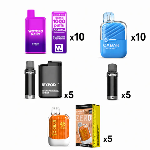 Pack Emprende Inicial de Vaporizadores OXBAR y Wotofo – 35 Productos 💨