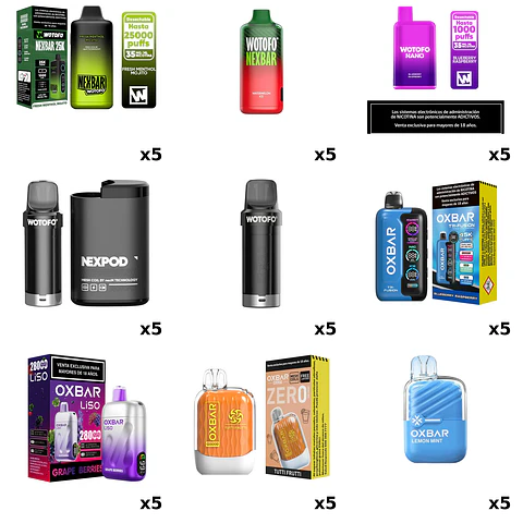 Pack Emprende Premium de Vaporizadores Wotofo y OXBAR – 45 Productos 💨