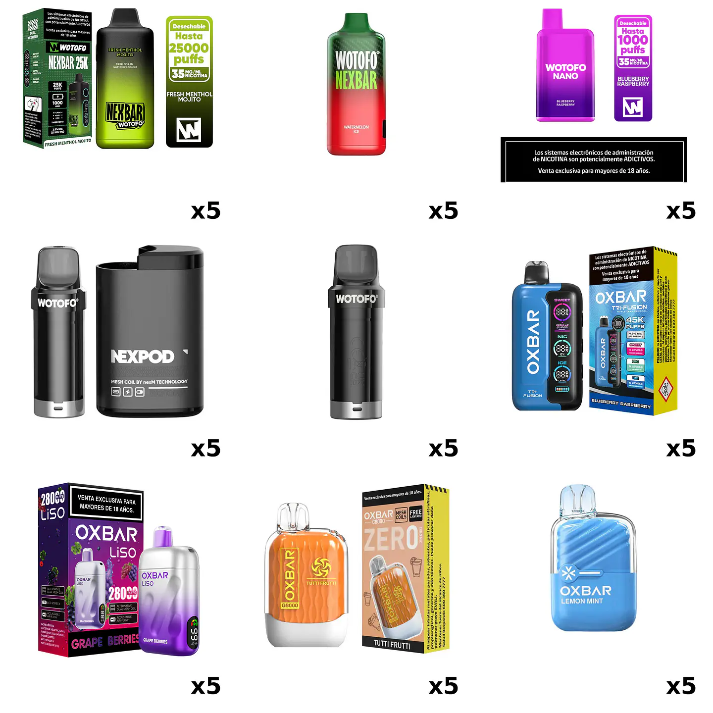 Pack Emprende Premium de Vaporizadores Wotofo y OXBAR – 45 Productos 💨 1