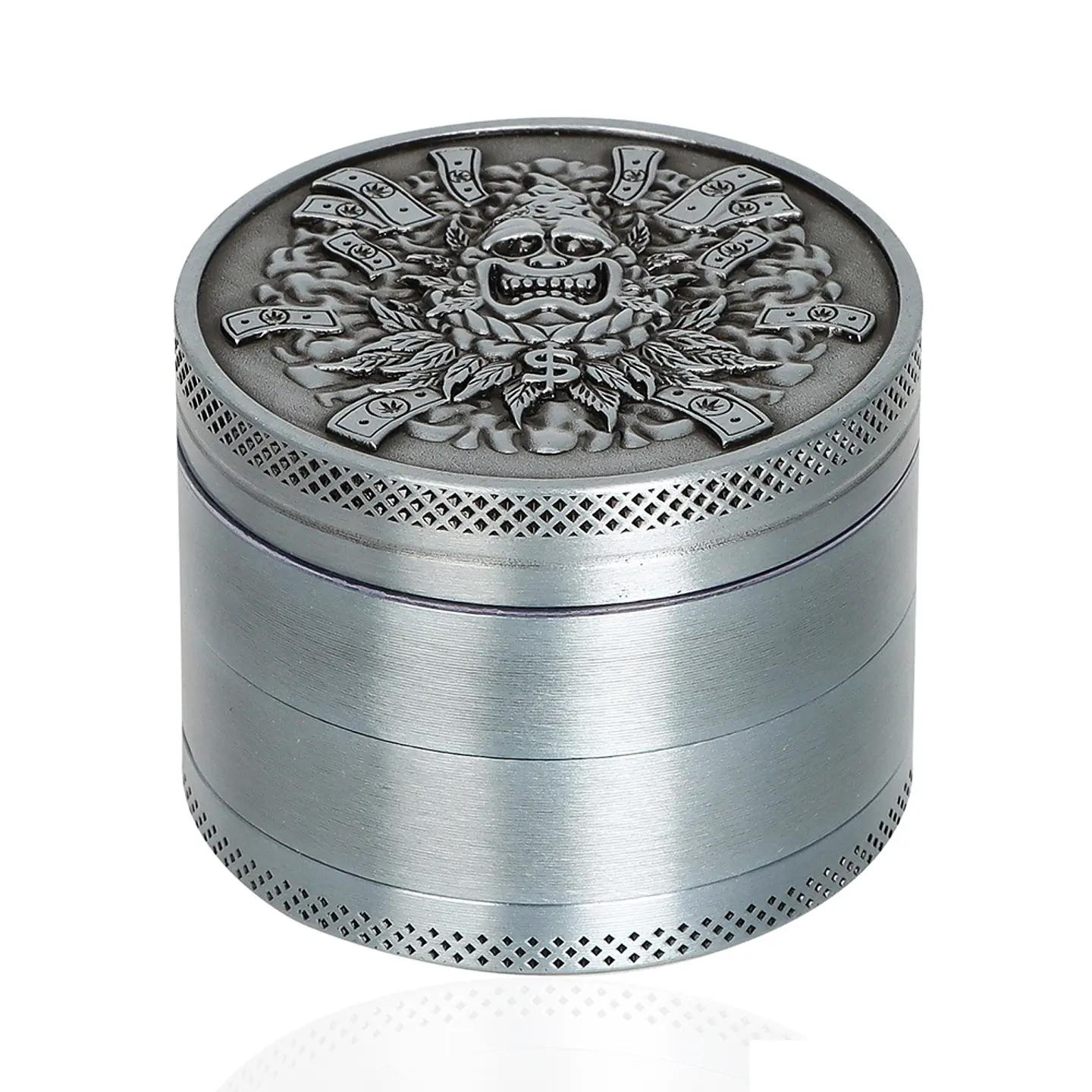 Moledor diseño Gorilla Money 50 mm 4 pisos plateado 1