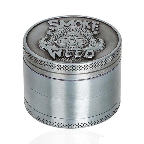Moledor diseño Smoke Weed 50 mm 4 pisos plateado