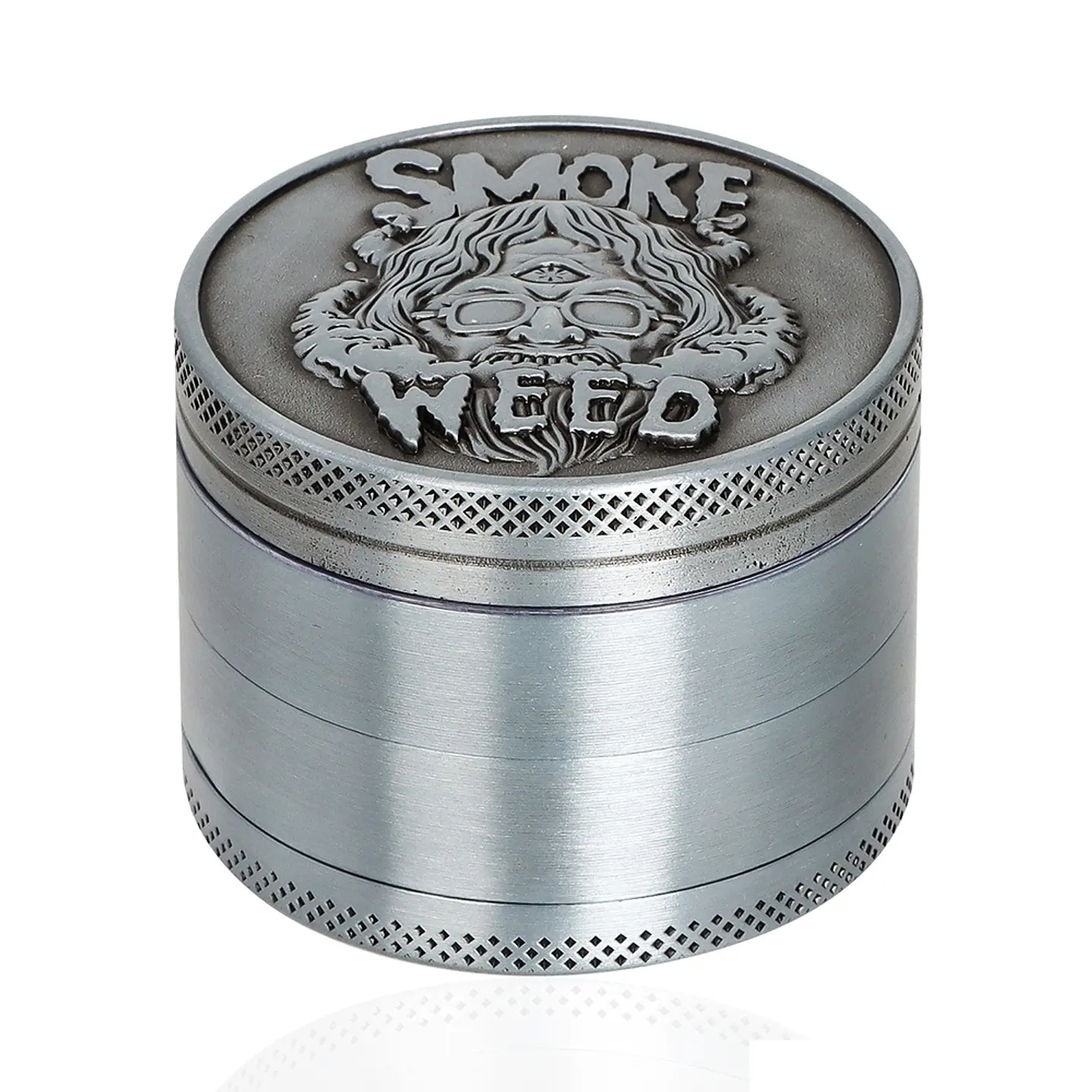 Moledor diseño Smoke Weed 50 mm 4 pisos plateado 1