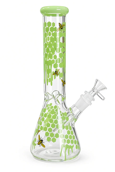Bong de Vidrio Beaker Diseño Honey 24 cm