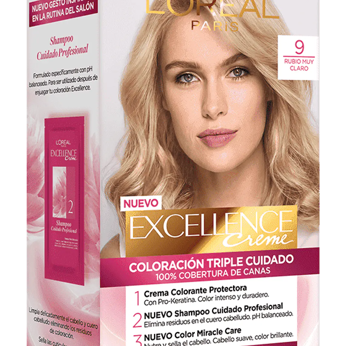 Tintura de Cabello Excellence Creme - LOREAL RUBIO MUY CLARO 9 (45 G) 1