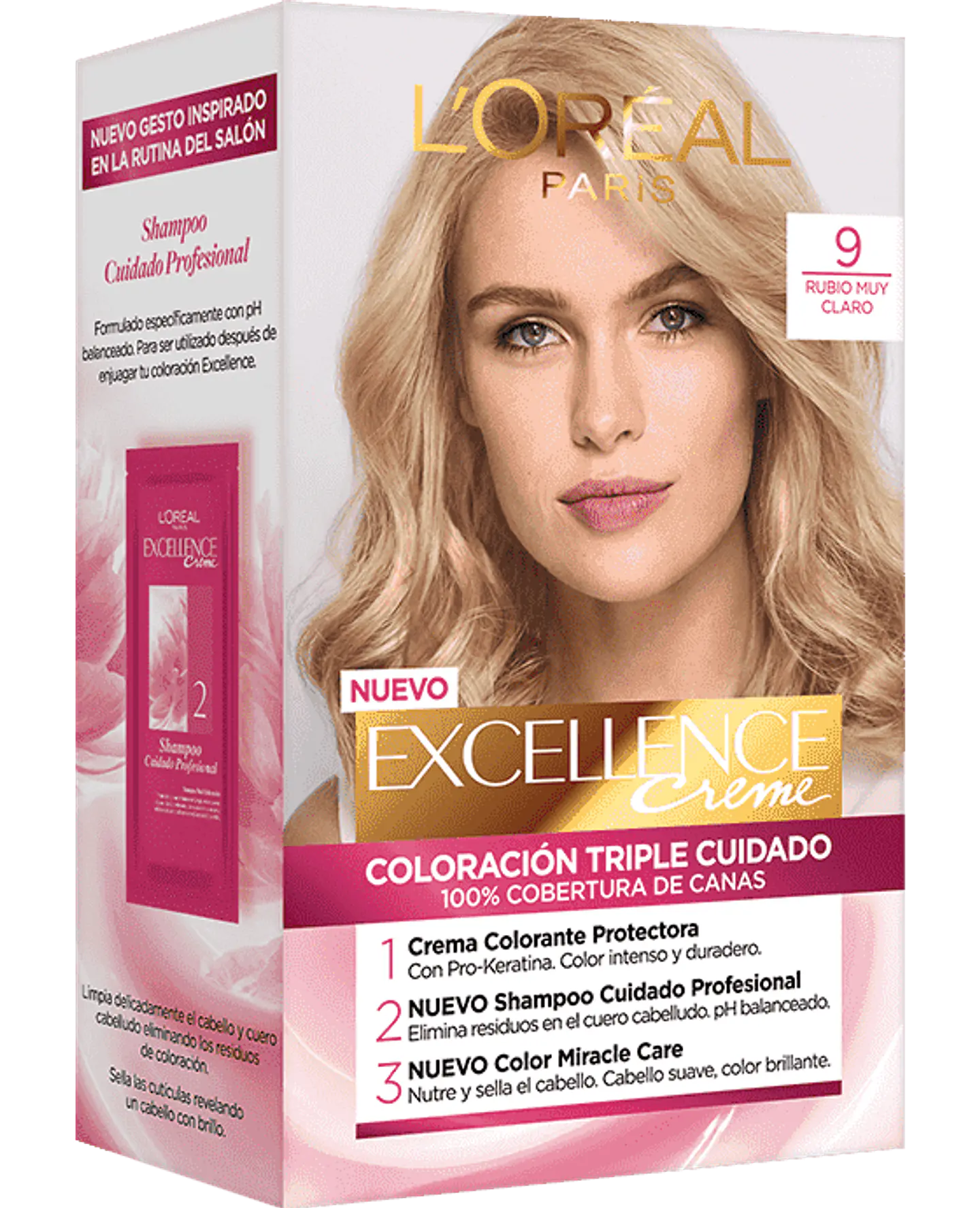 Tintura de Cabello Excellence Creme - LOREAL RUBIO MUY CLARO 9 (45 G) 1