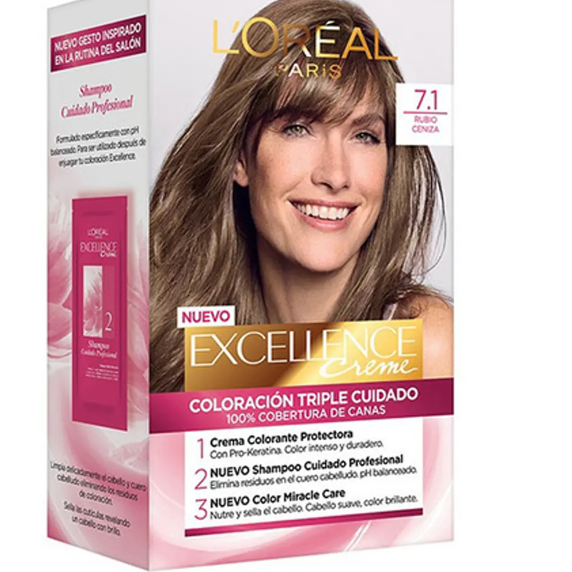 Tintura de Cabello Excellence Creme - LOREAL RUBIO CENIZO 7.1 (45 G) 1