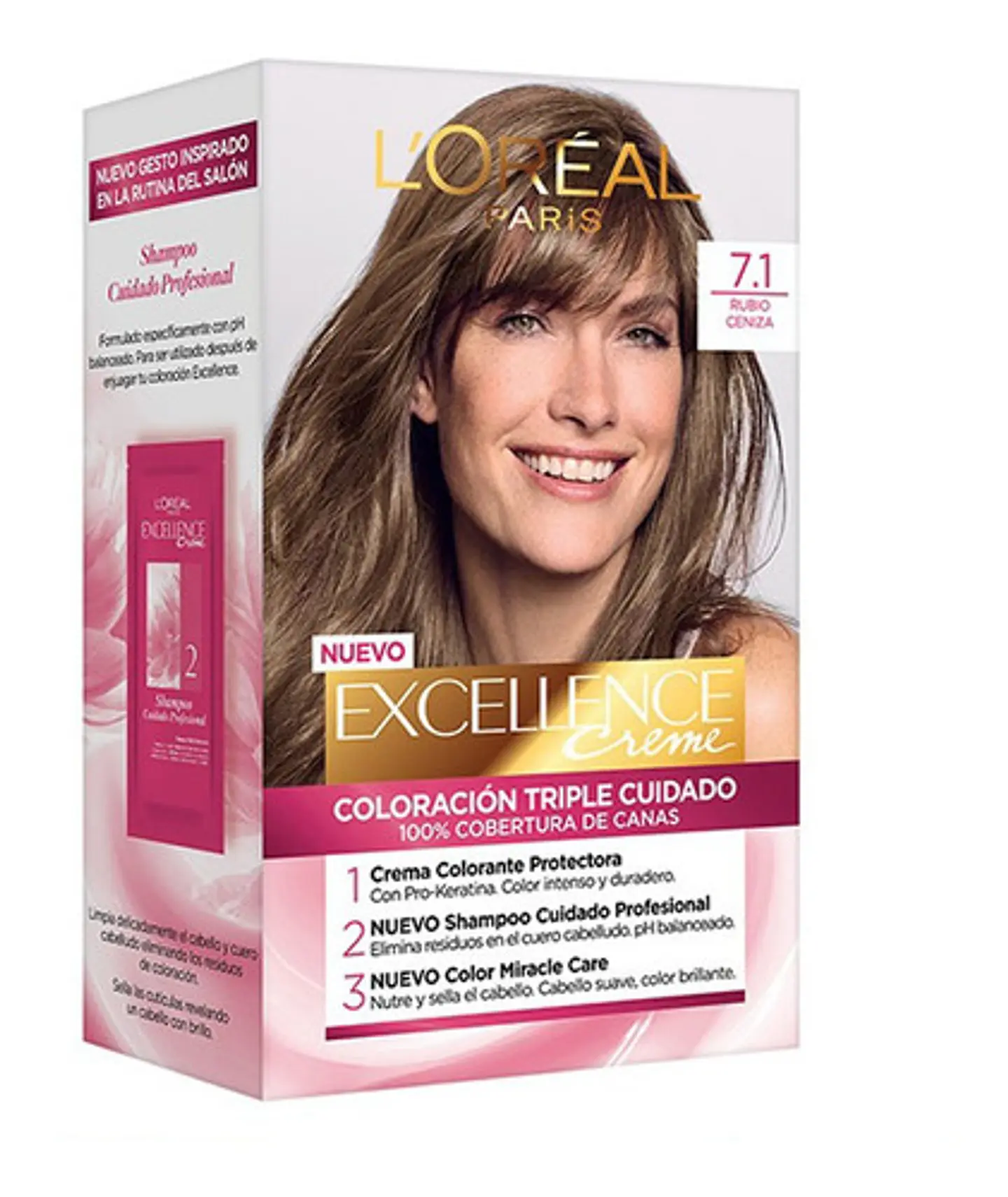 Tintura de Cabello Excellence Creme - LOREAL RUBIO CENIZO 7.1 (45 G) 1