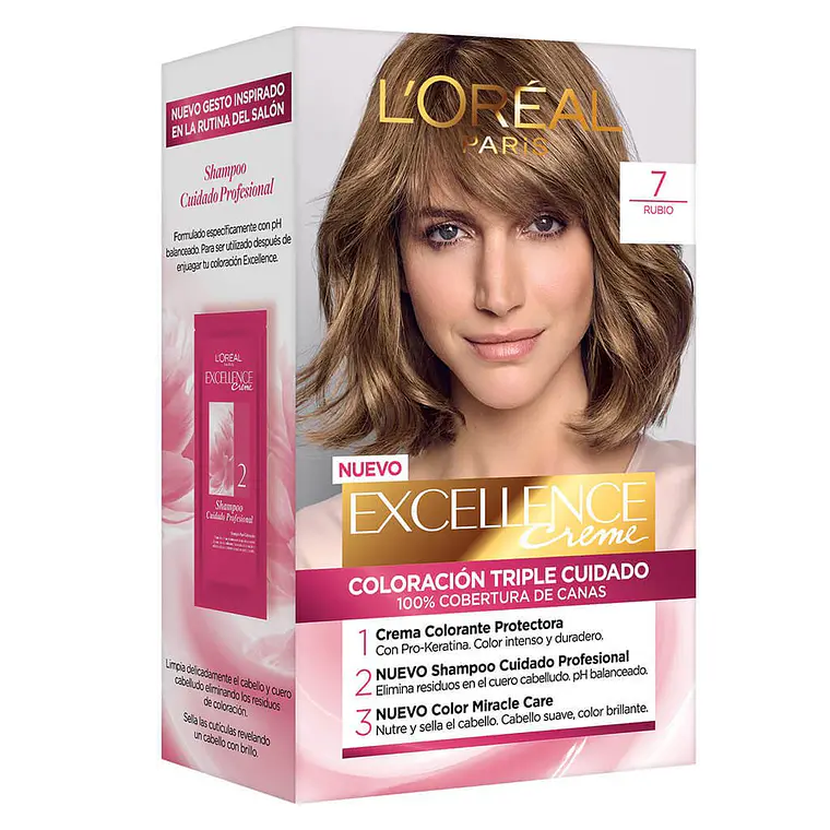 Tintura de Cabello Excellence Creme - LOREAL RUBIO VAINILLA 7 (45 G) 1