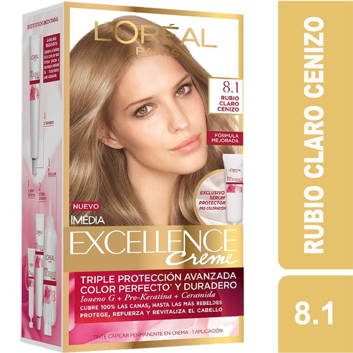 Tintura de Cabello Excellence Creme - LOREAL RUBIO CLARO CENIZO 8.1 (45 G) 1