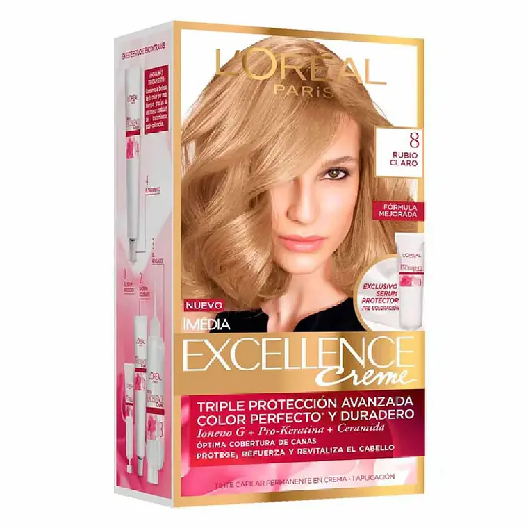 Tintura de Cabello Excellence Creme - LOREAL RUBIO CLARO 8  (45 G) 1