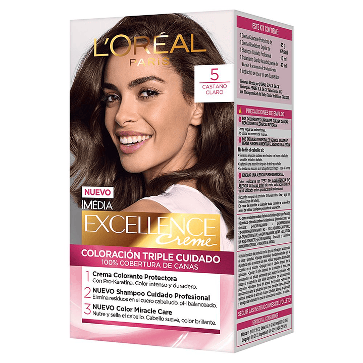 Tintura de Cabello Excellence Creme - LOREAL CASTAÑO CLARO 5 1