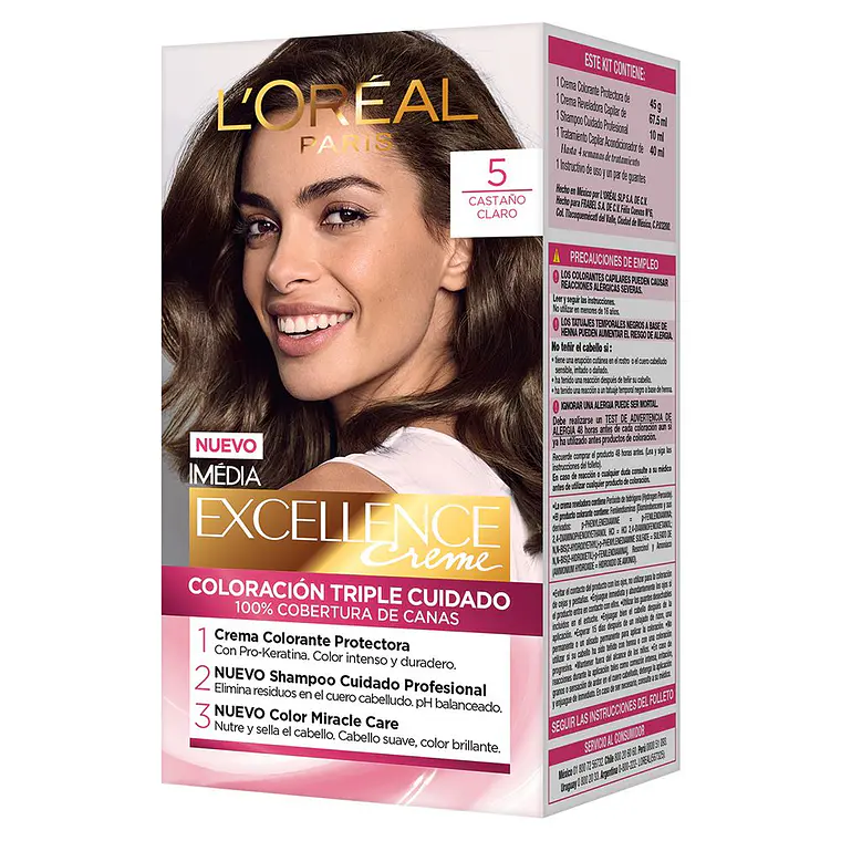 Tintura de Cabello Excellence Creme - LOREAL CASTAÑO CLARO 5 1
