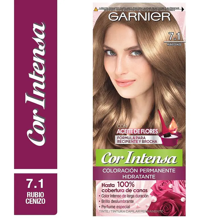 Tintura Cabello - GARNIER 7.1 RUBIO CENIZO (45 g) 1