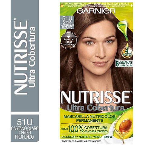 Tintura de Cabello - GARNIER CASTAÑO CLARO CENIZO PROFUNDO 51U (67,5 ml)