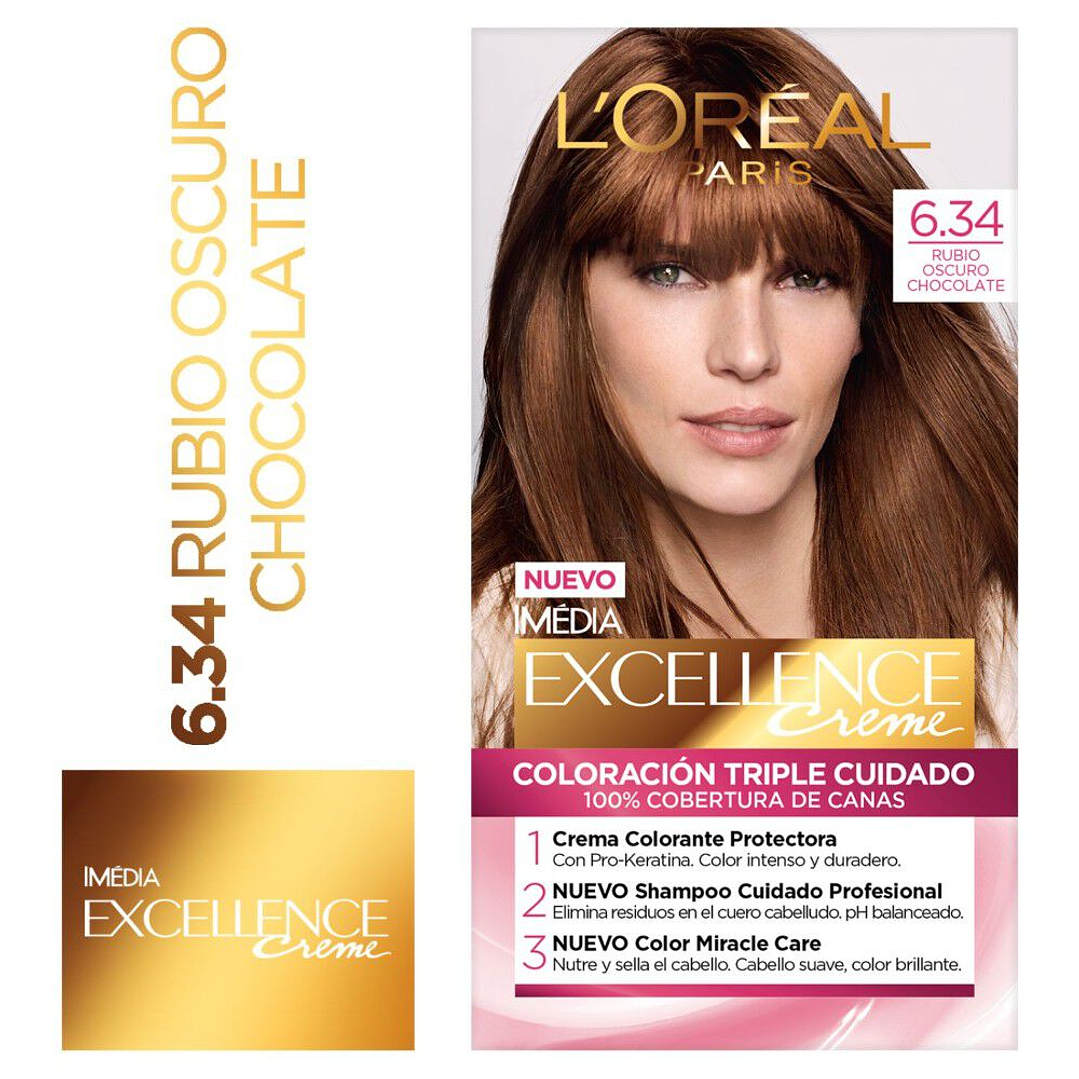 Tintura de Cabello Excellence Creme - LOREAL RUBIO OSCURO CHOCOLATE 6.34 (45g) 1