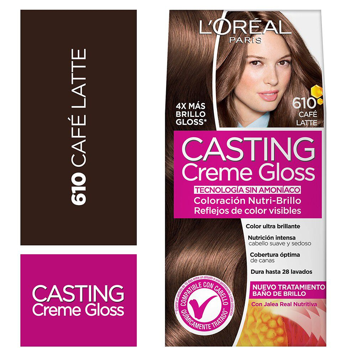 Tintura de Cabello Casting Creme Gloss - LOREAL CAFÉ LATTE 610 (45 G) 1