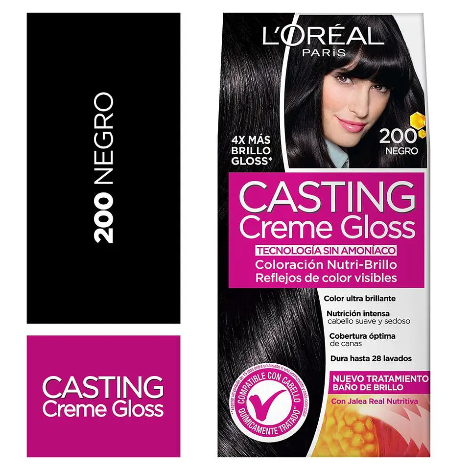 Tintura de Cabello Casting Creme Gloss - LOREAL NEGRO 200 (45 G)  1