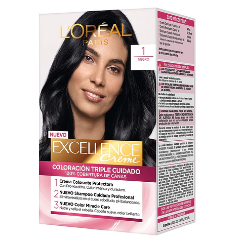 Tintura de Cabello Excellence Creme - LOREAL NEGRO 1 (45 G)