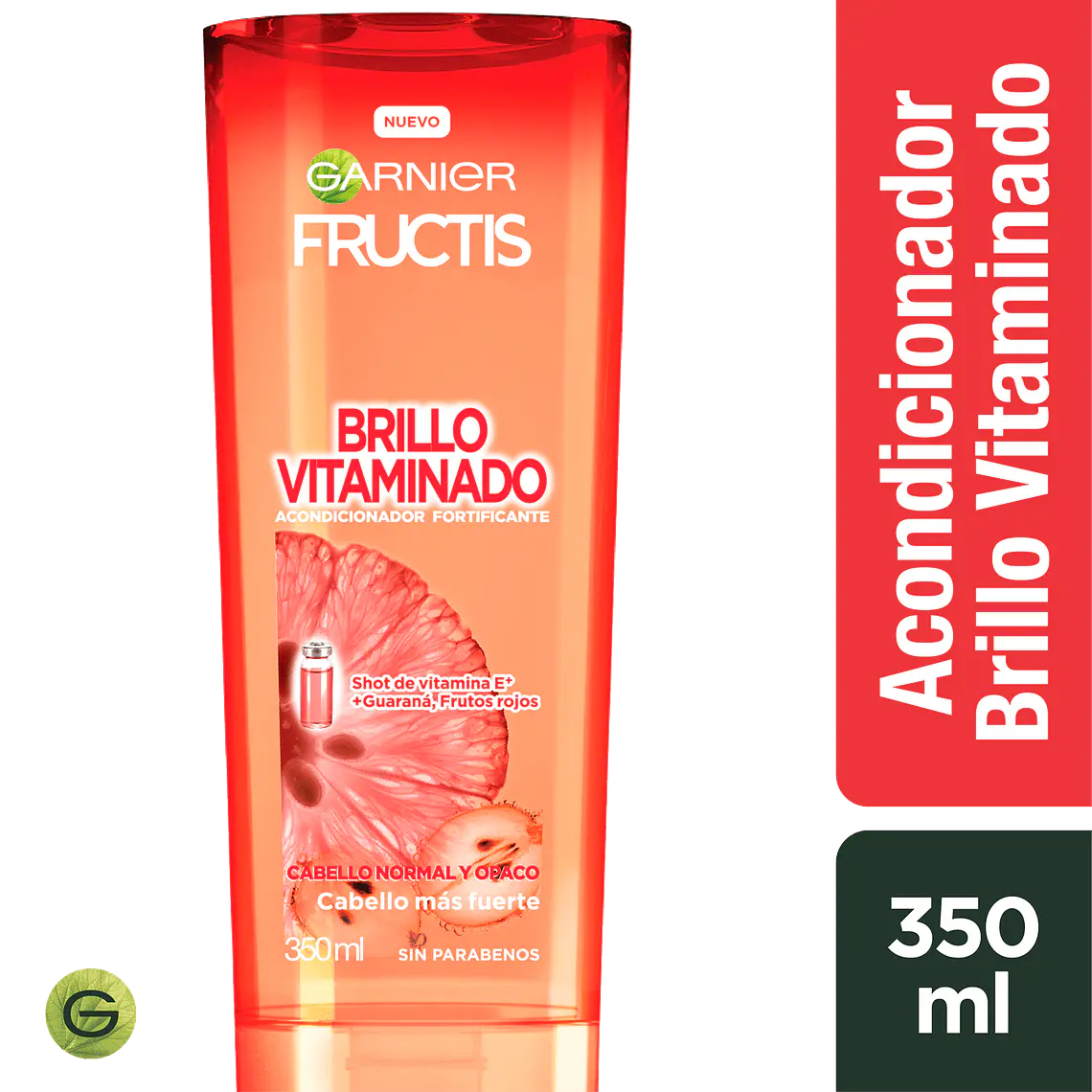 Acondicionador Fructis Brillo Vitaminado - GARNIER SHOT DE VITAMINA E + GUARANA, FRUTOS ROJOS (350 ML) 1