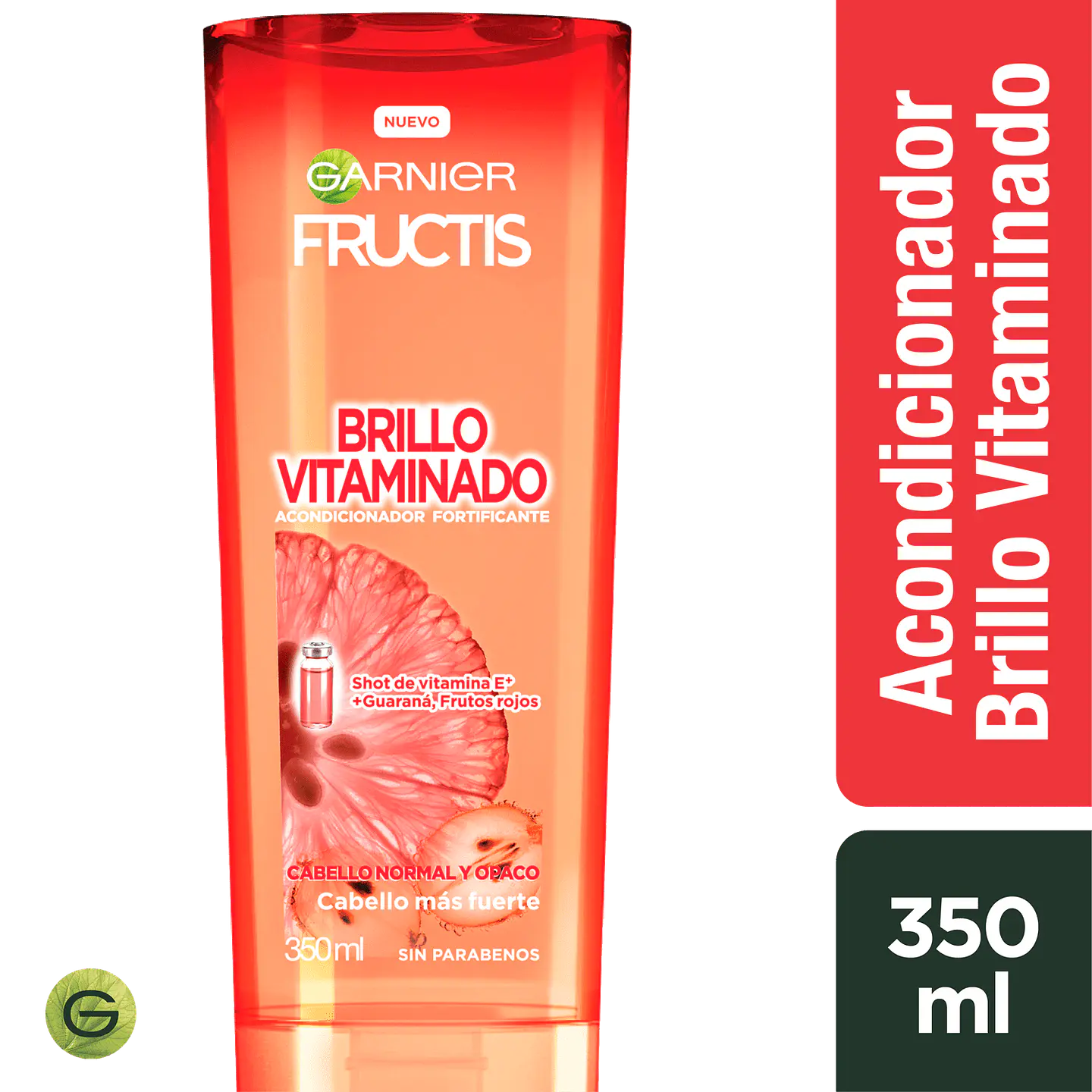 Acondicionador Fructis Brillo Vitaminado - GARNIER SHOT DE VITAMINA E + GUARANA, FRUTOS ROJOS (350 ML) 1