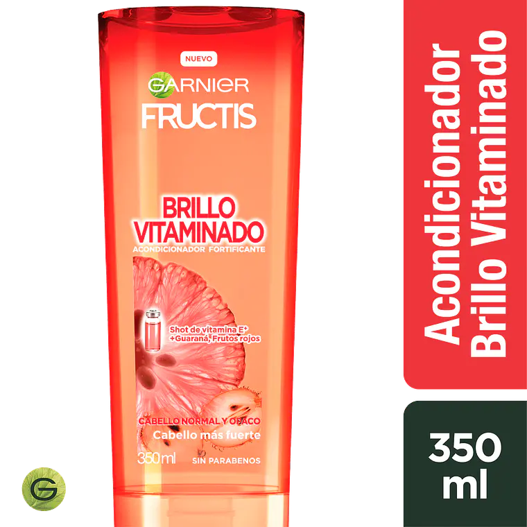 Acondicionador Fructis Brillo Vitaminado - GARNIER SHOT DE VITAMINA E + GUARANA, FRUTOS ROJOS (350 ML) 1