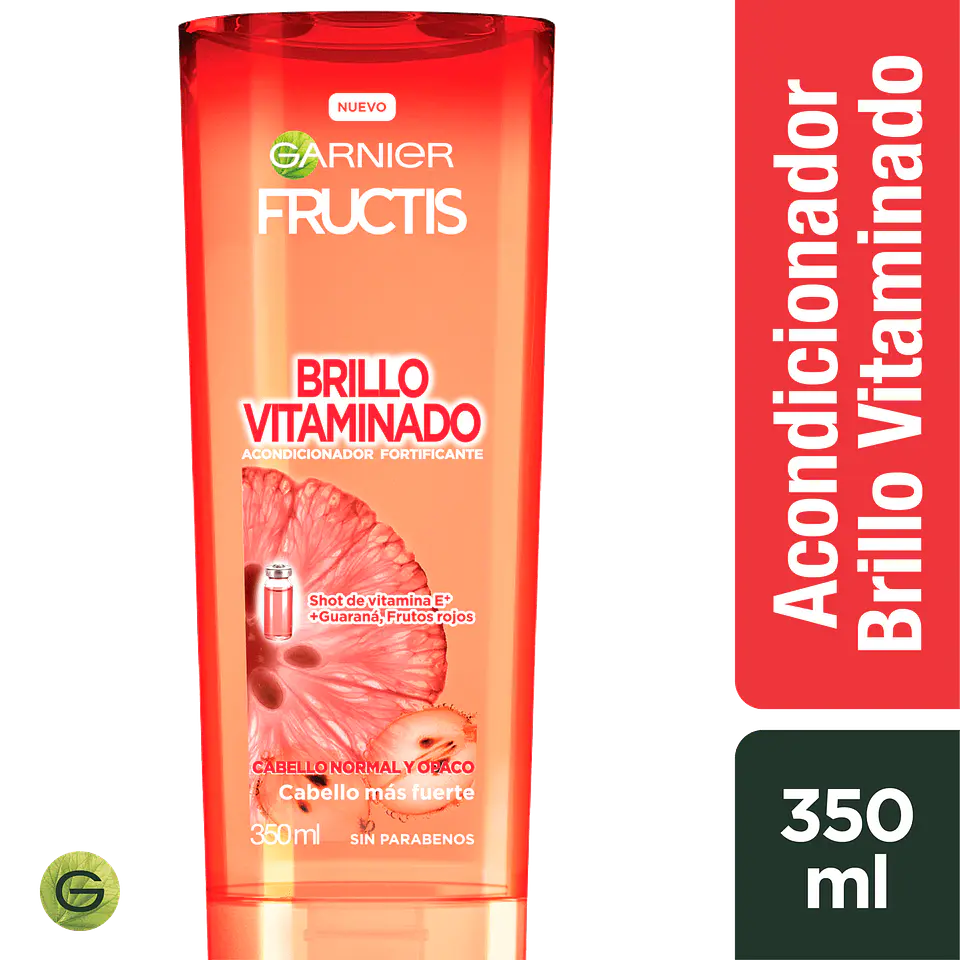 Acondicionador Fructis Brillo Vitaminado - GARNIER SHOT DE VITAMINA E + GUARANA, FRUTOS ROJOS (350 ML) 1