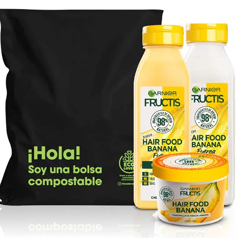 Pack Shampoo+acond+tratamiento Hair Food Banana Fructis - GARNIER  1