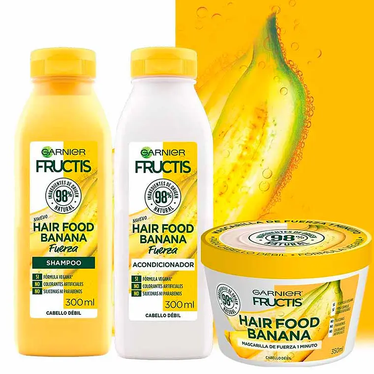 Pack Shampoo+acond+tratamiento Hair Food Banana Fructis - GARNIER  3