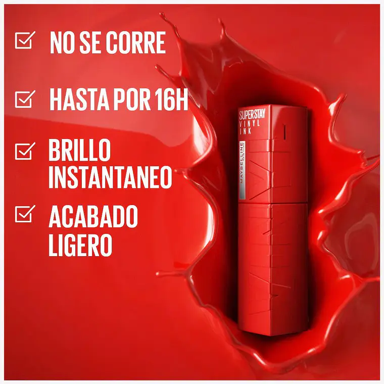 Labial Super Stay Vinyl Ink Larga Duración 25 Red Hot - MAYBELLINE 3