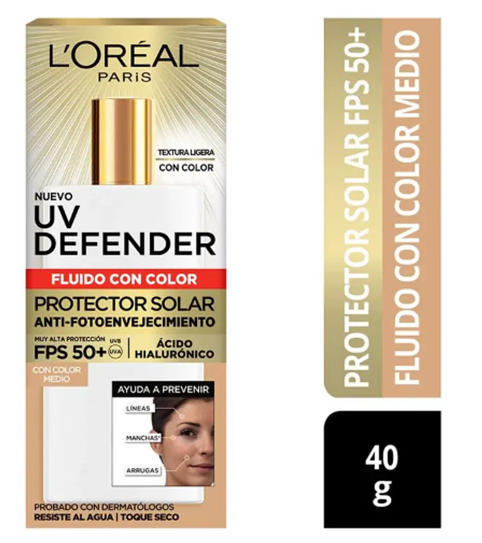Protector Solar Cuidado Diario - LOREAL Fluido Con Color Medio FPS50+ LOREAL 1