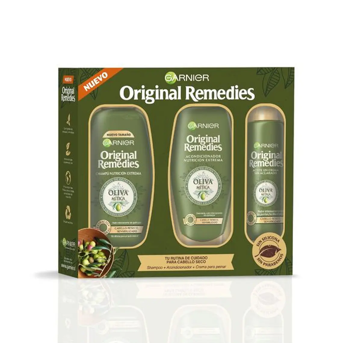 Pack Shampoo + Acondicionador + Crema para Peinar Oliva Mitica Original Remedies - GARNIER 1