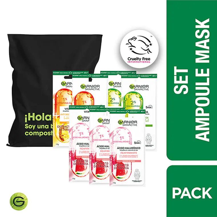 Set 7 Mascarillas en Tela Ampoule Mask Skin Active - GARNIER 1