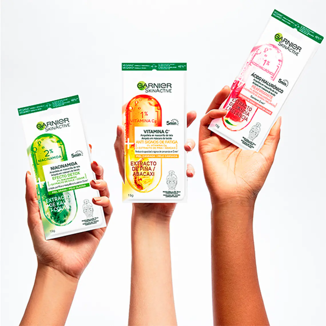 Set 7 Mascarillas en Tela Ampoule Mask Skin Active - GARNIER 5
