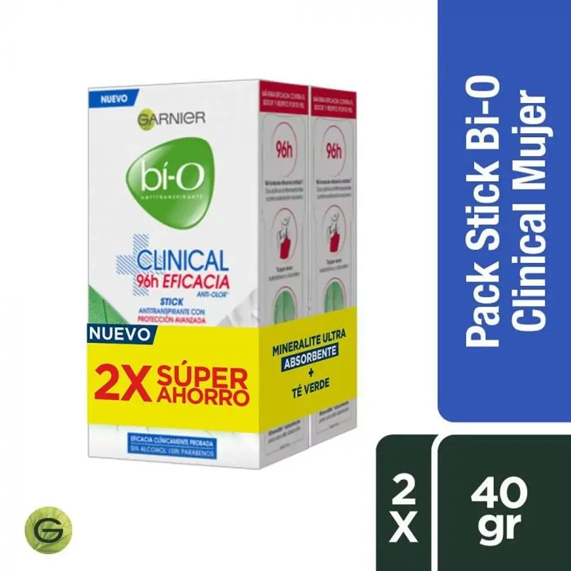 Pack 2X Antitranspirante Bí-o Barra - GARNIER CLINICAL TE VERDE  1