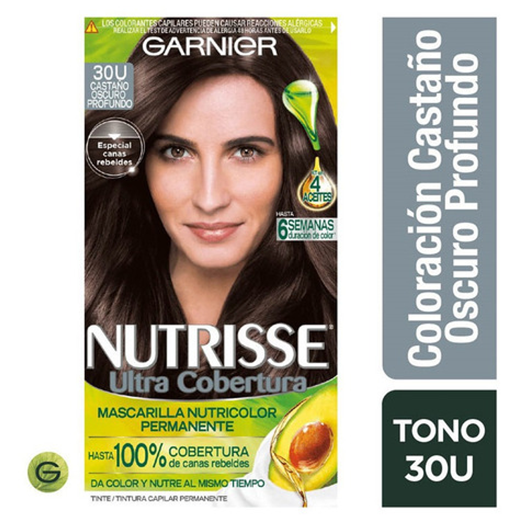 Tintura de Cabella Nutrisse Ultra Cobertura 30U Castaño Oscuro - GARNIER 1