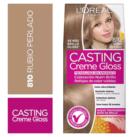 Tintura de Cabello Casting Creme Gloss - LOREAL RUBIO PERLADOR 810 (45 G) LOREAL