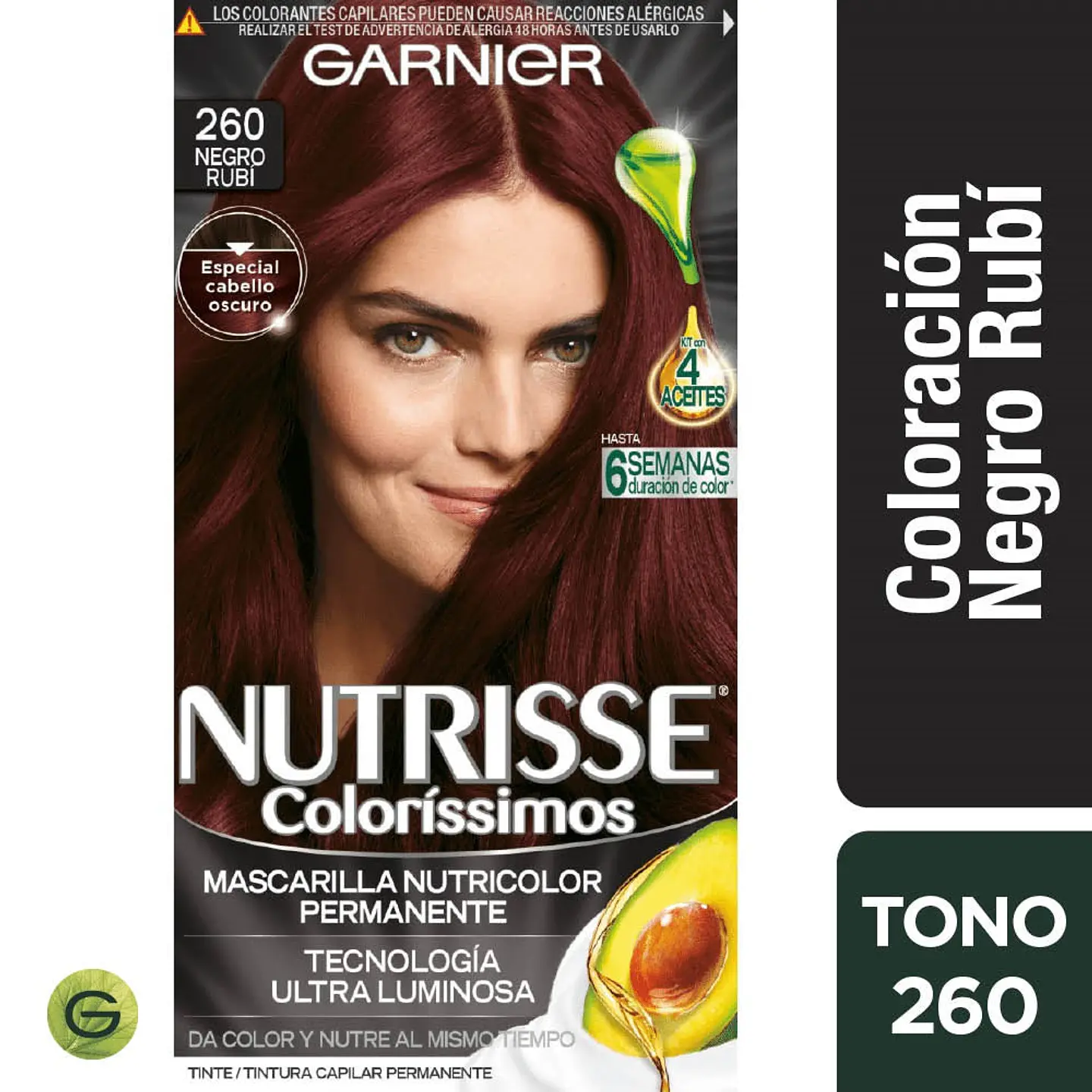 Tintura de Cabello Nutrisse Negro Rubi 260 (45 g) - GARNIER 1